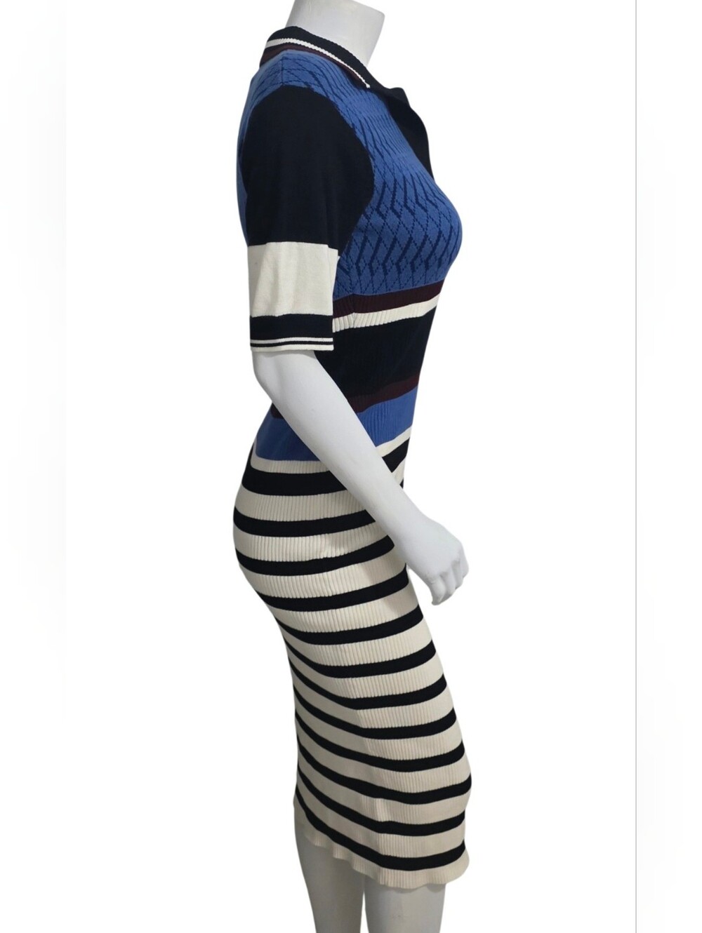 Fred Perry Blue, Black & Cream Striped Polo Dress Size 4 NWOT - Picture 8 of 14